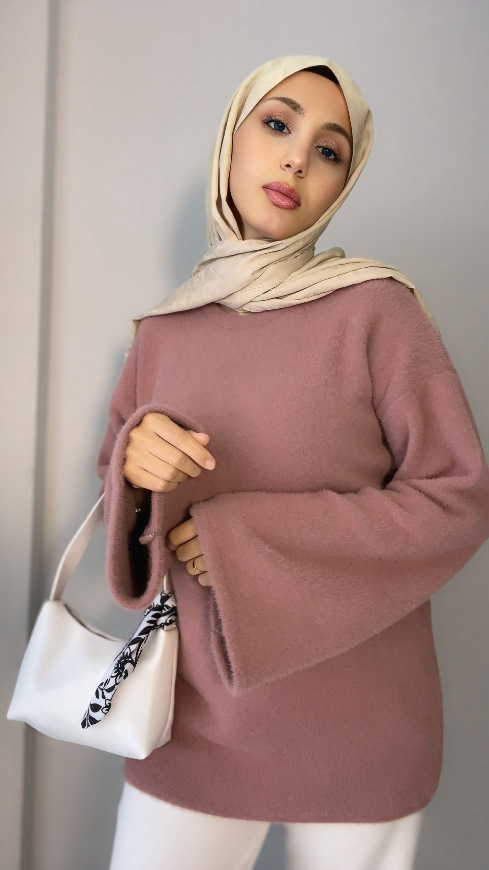 Oversize Gül Kurusu Tesettür Tunik