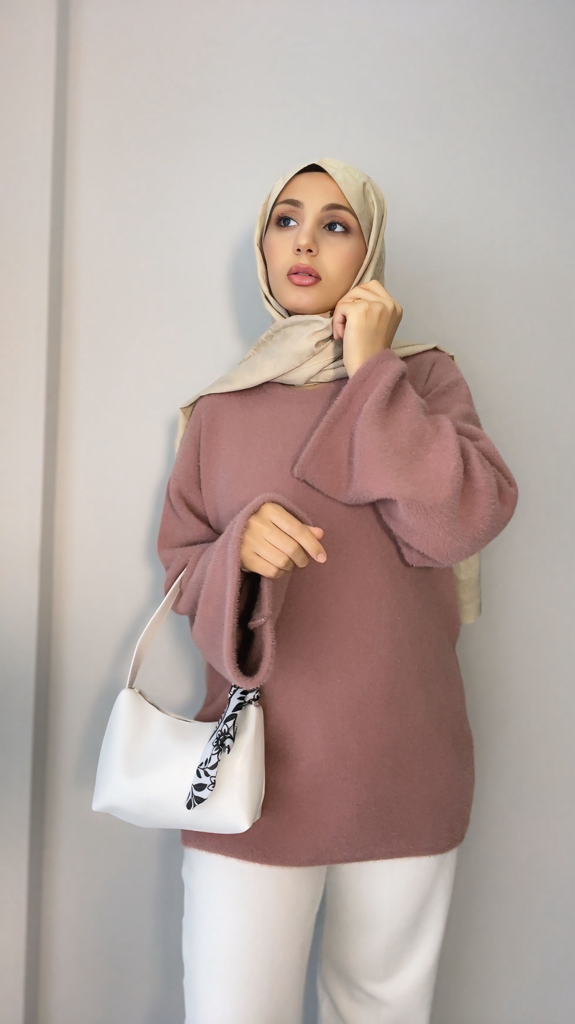 Oversize Gül Kurusu Tesettür Tunik