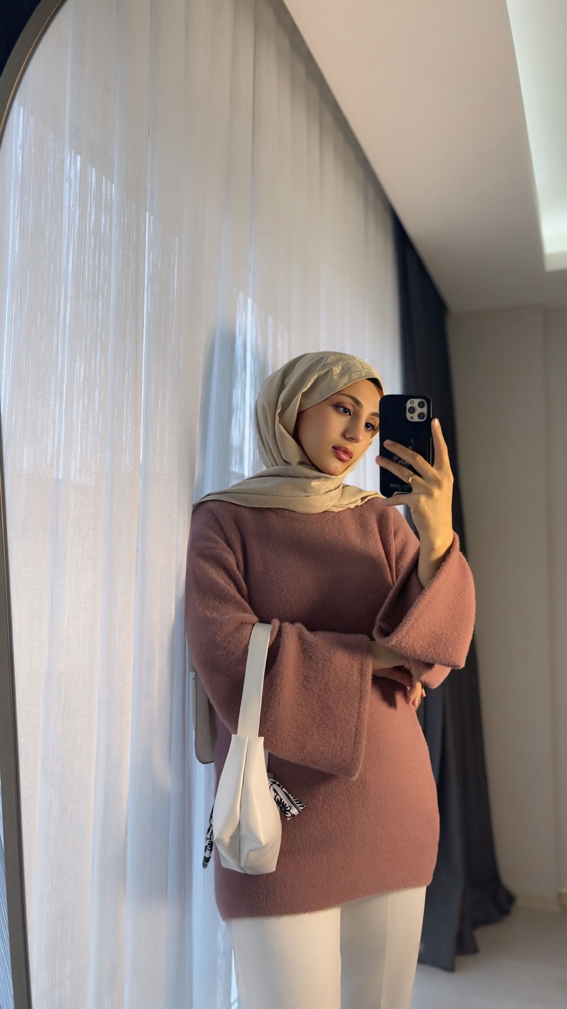 Oversize Gül Kurusu Tesettür Tunik