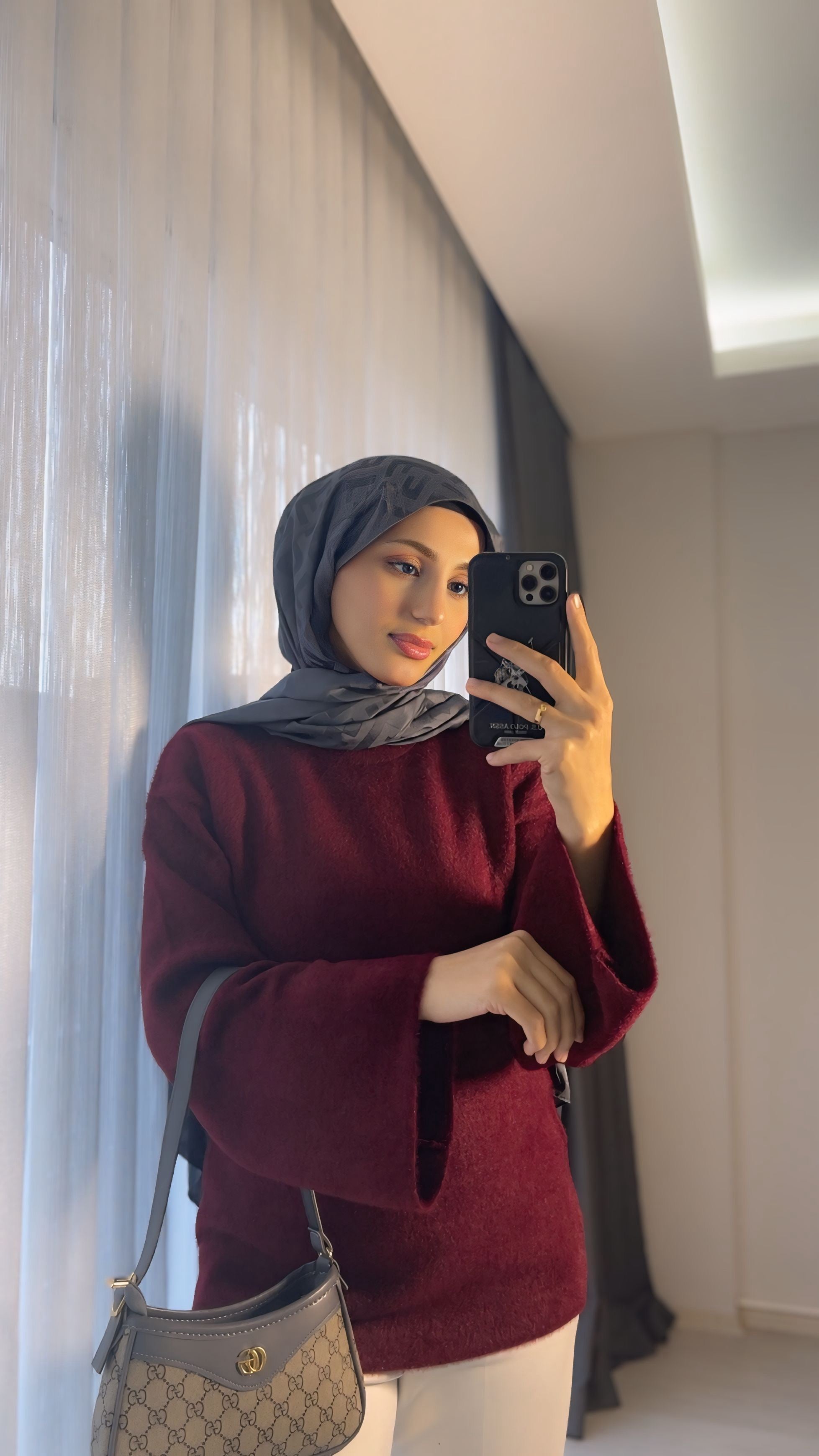 Bordo Oversize Kaşe Kadın Kazak